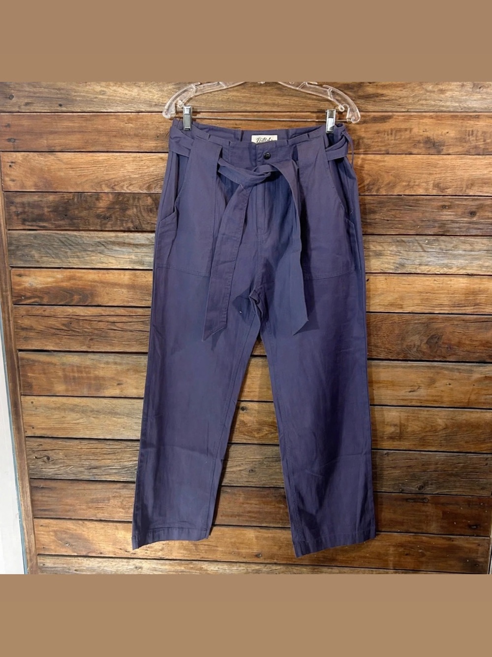 Women’s purple Paperbag Waist Pants with Tie Belt